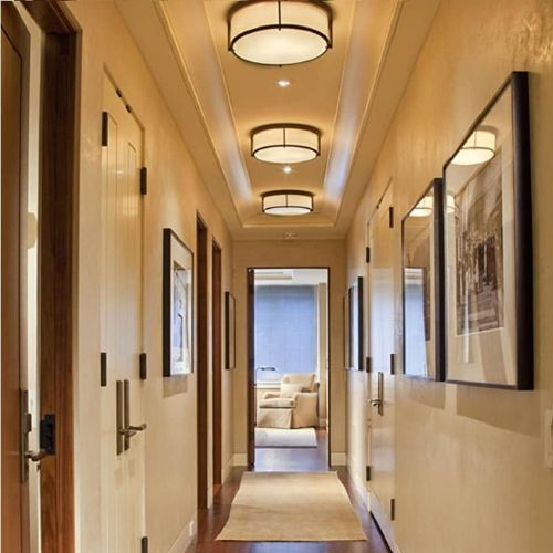 hallway with frosted glass flush mount lightings