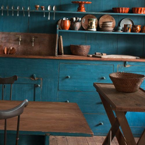 Turquoise Cabinets and Copper