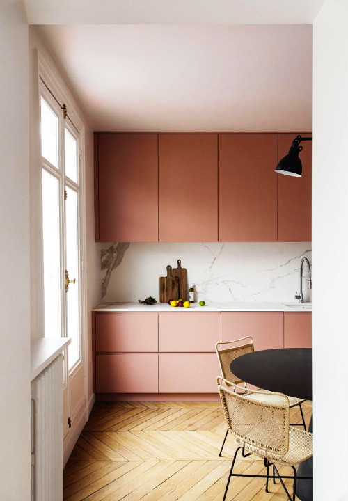 blush kitchen cabinet and paint color