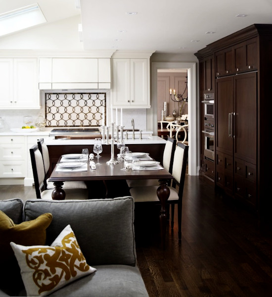 dining space with a brown and white color scheme
