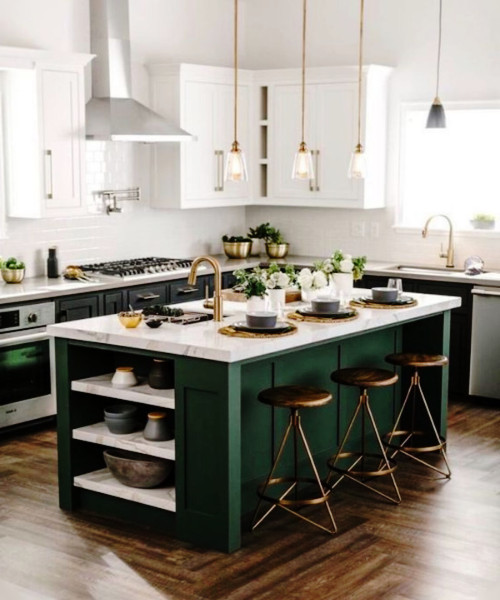 green and white kitchen color scheme