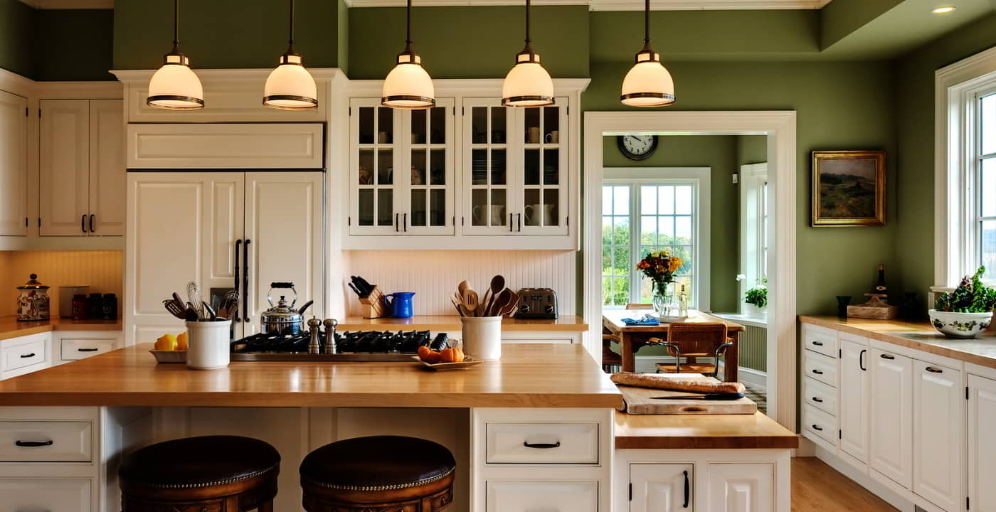 green paint for kitchen with white cabinets