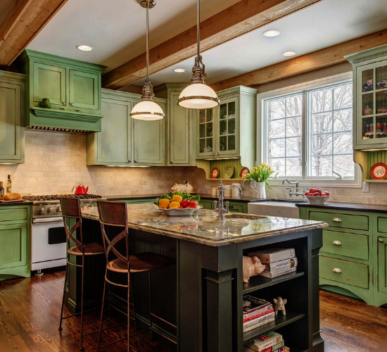 light green kitchen color with white appliances