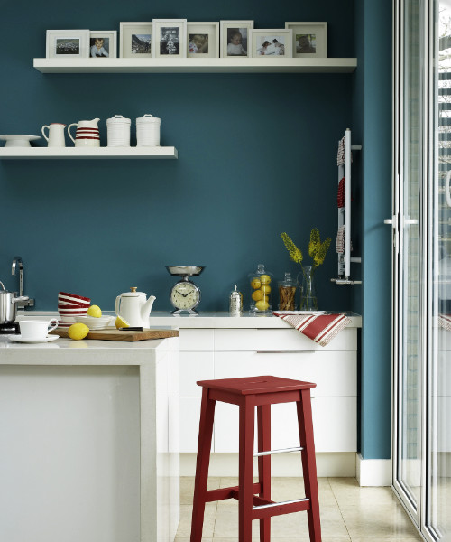 teal paint for kitchen with white cabinets