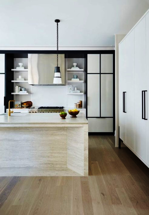 experiment with shades and tones for a monochromatic kitchen